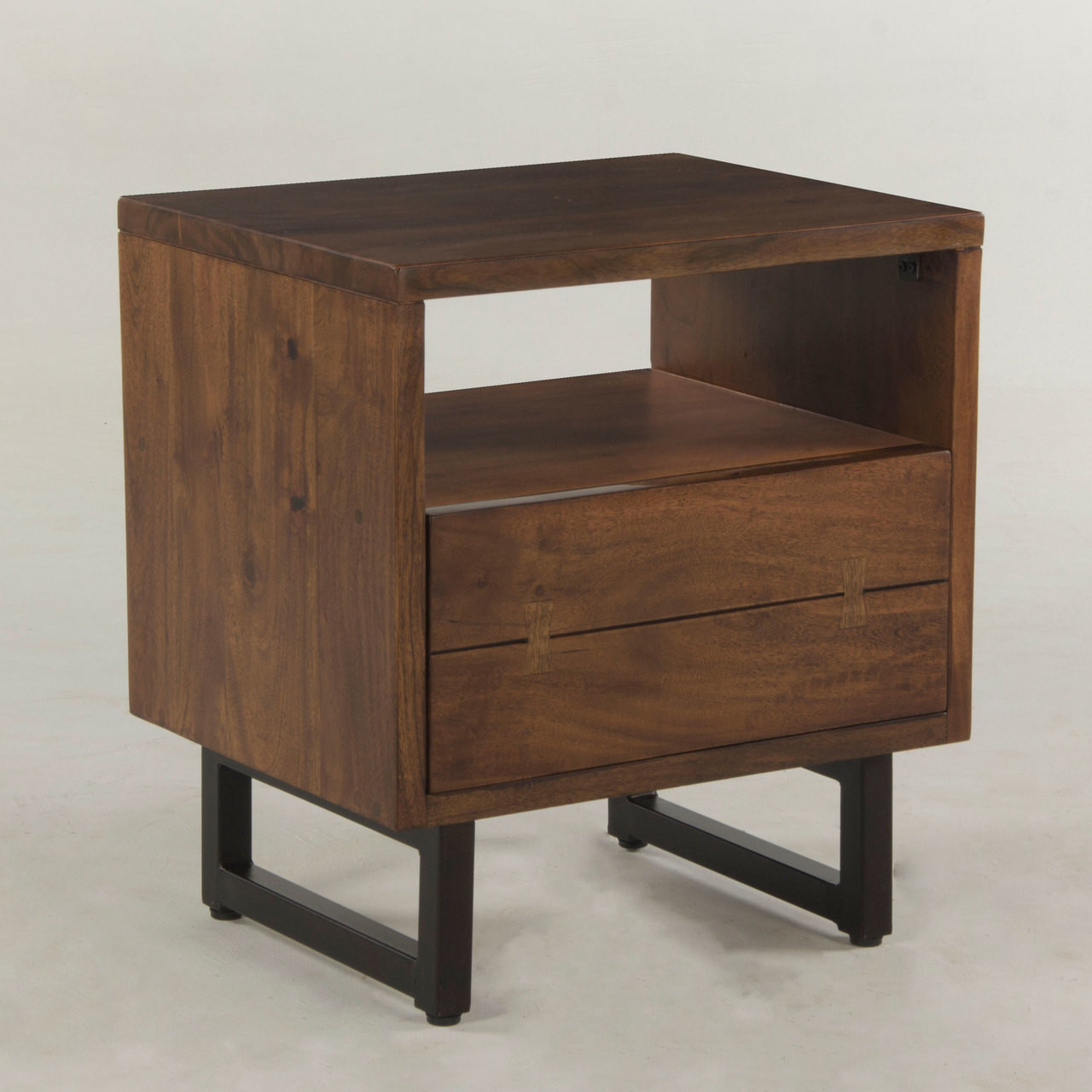 Live Edge Solid Wood & Iron 1 Drawer Nightstand Zin Home