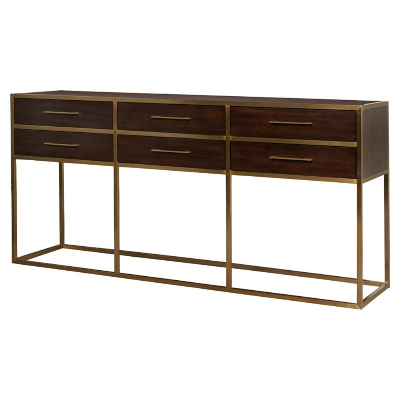 Gibson Modern Brushed Gold Mahogany 6 Drawers Console ... (1280 x 1280 Pixel)