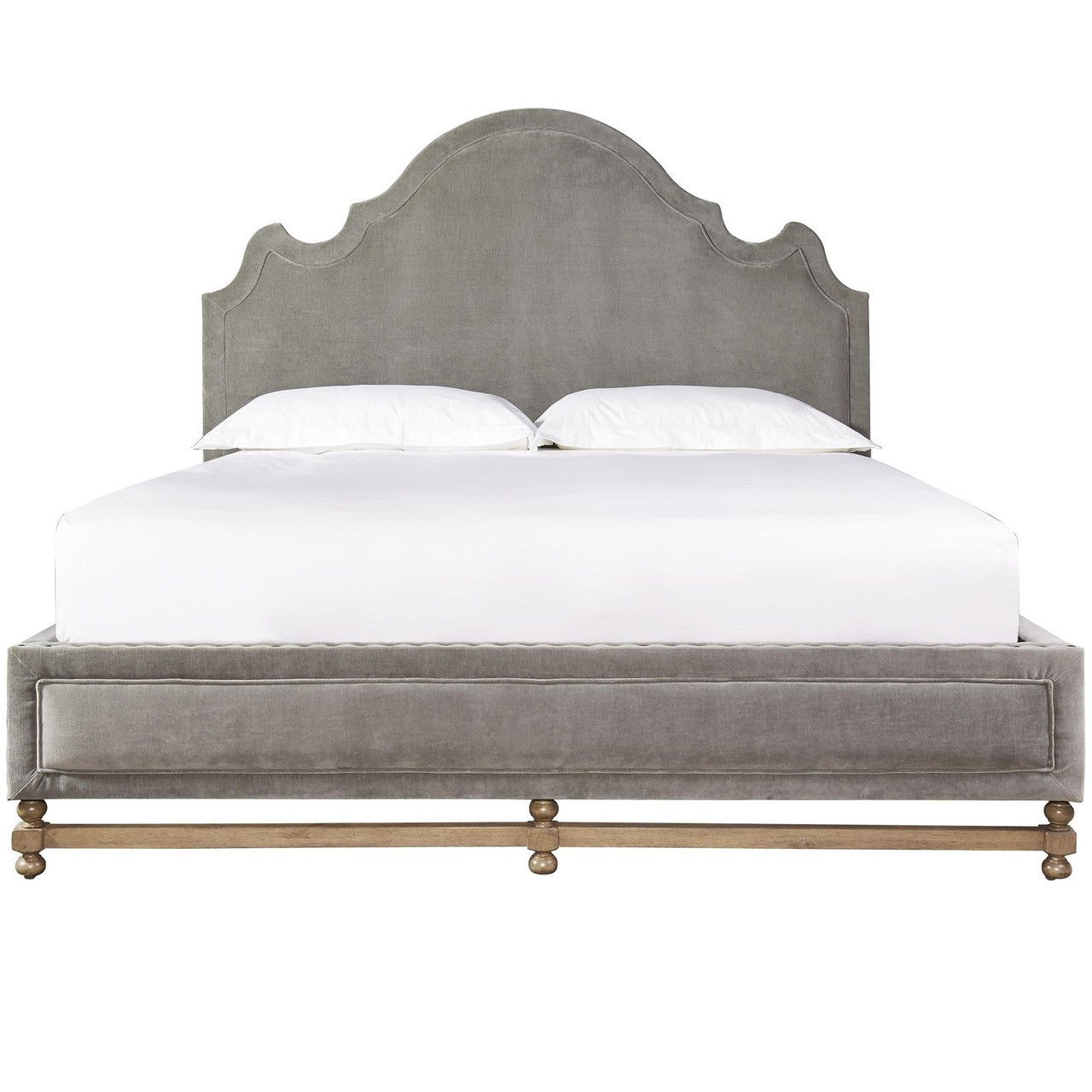 French Country Tufted Gray Velvet Queen Panel Bed Zin Home French Country Gray Velvet Arched Headboard Queen Bed