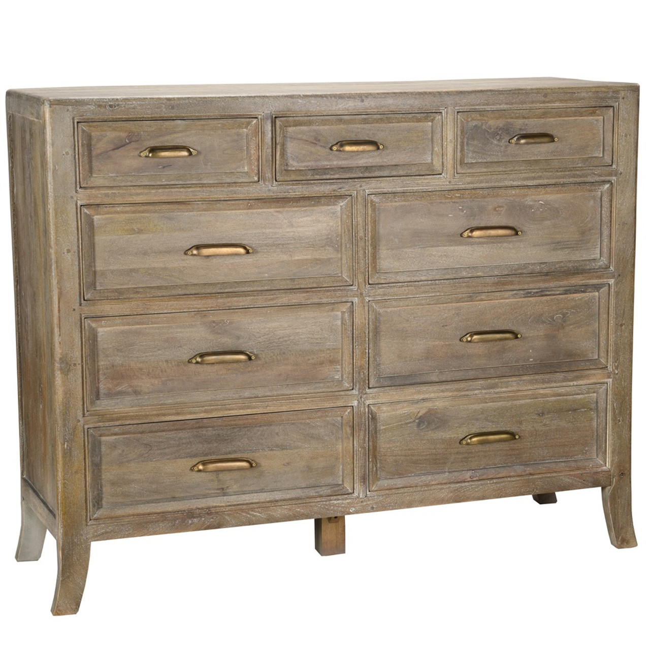 Amelie Solid Wood 9 Drawer Double Dresser Vintage Taupe Zin Home Amelie Solid Wood 9 Drawer Double Dresser