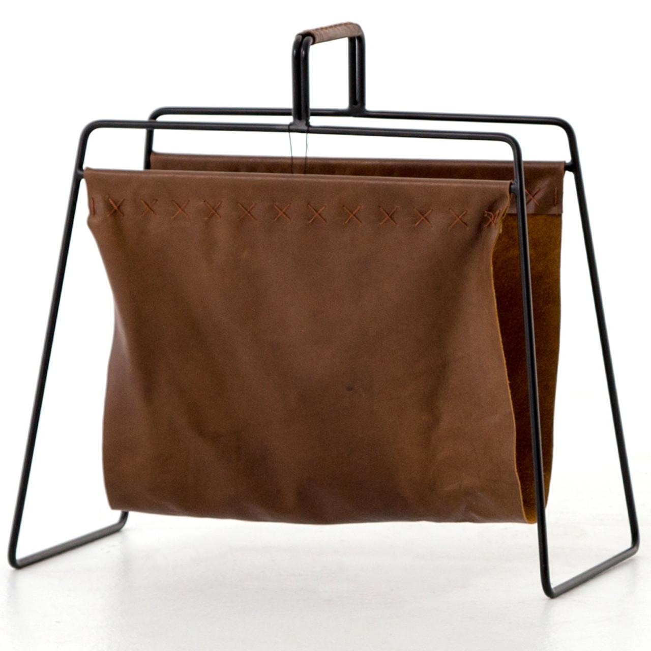 Aesop Brown Leather Magazine Rack Zin Home