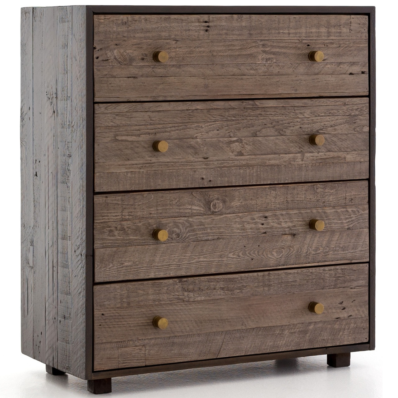 Calais Reclaimed Wood 4 Drawer Dresser Rustic Brown Zin Home