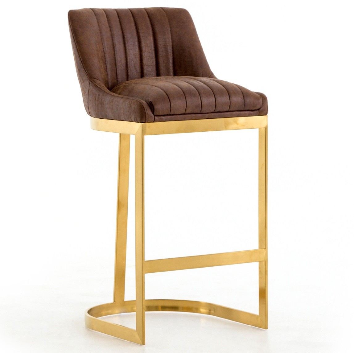 Rory Tobacco Leather + Gold Bar Stool Zin Home