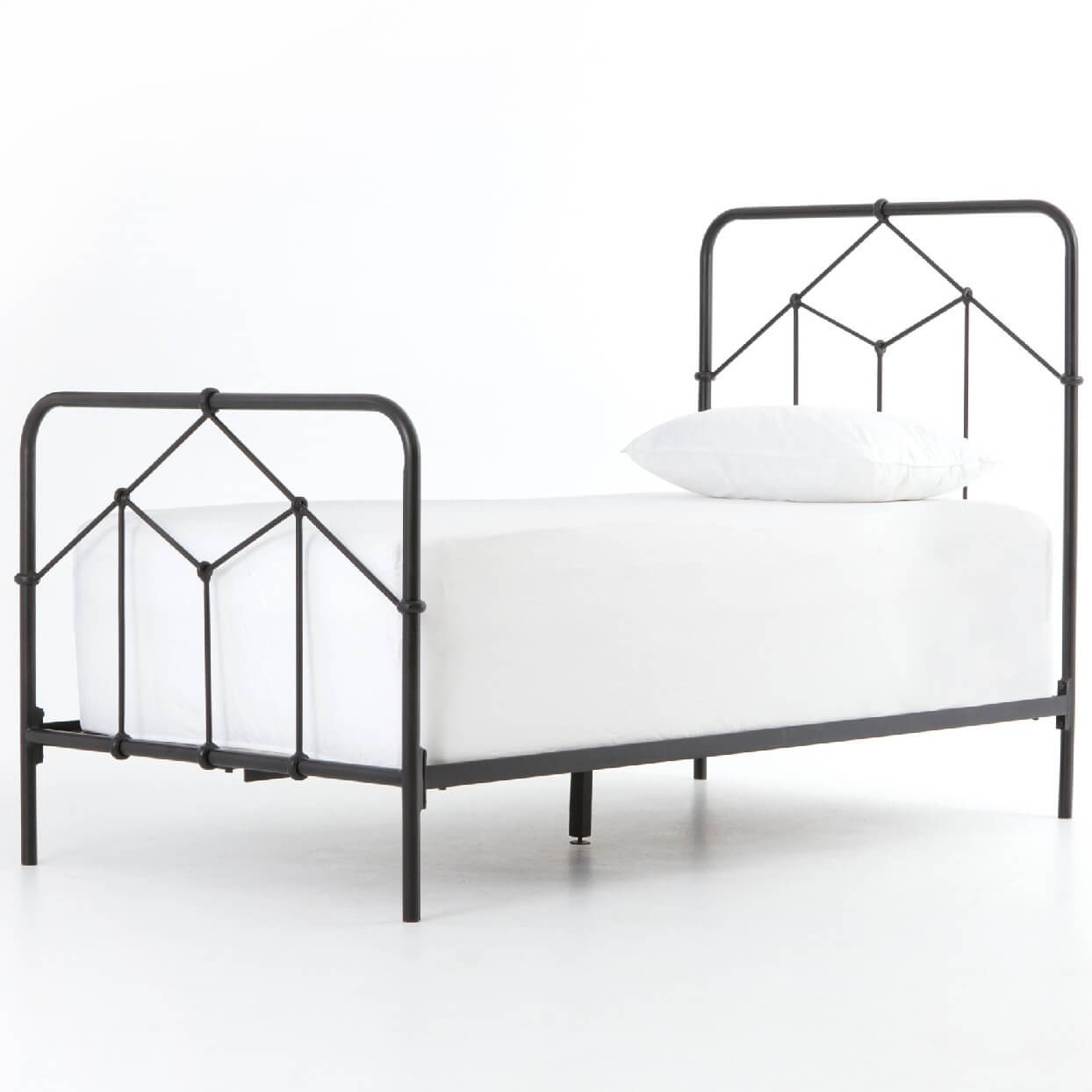 Casey Vintage Black Iron Twin Platform Bed Zin Home