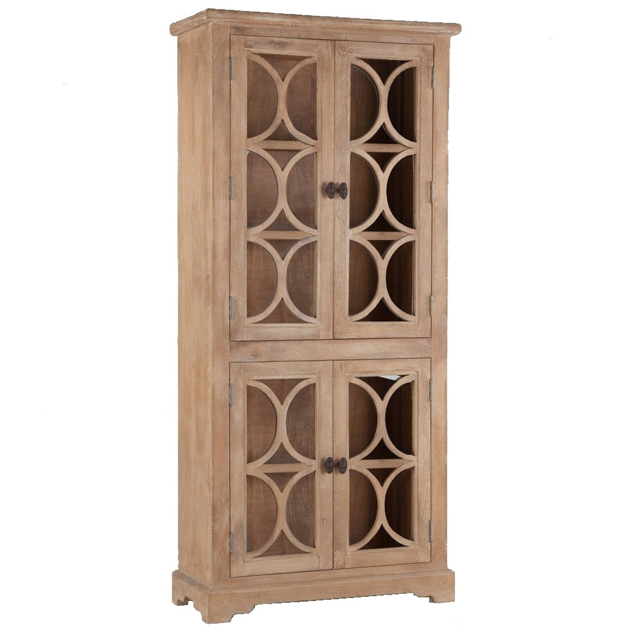 French Farmhouse Solid Wood Display Cabinet With Glass Doors Zin Home French Farmhouse Solid Wood 2 Door Display Cabinet
