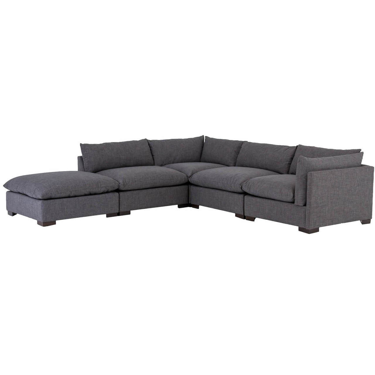 Westworld Modern Gray 5Piece Modular Lounge Sectional Sofa