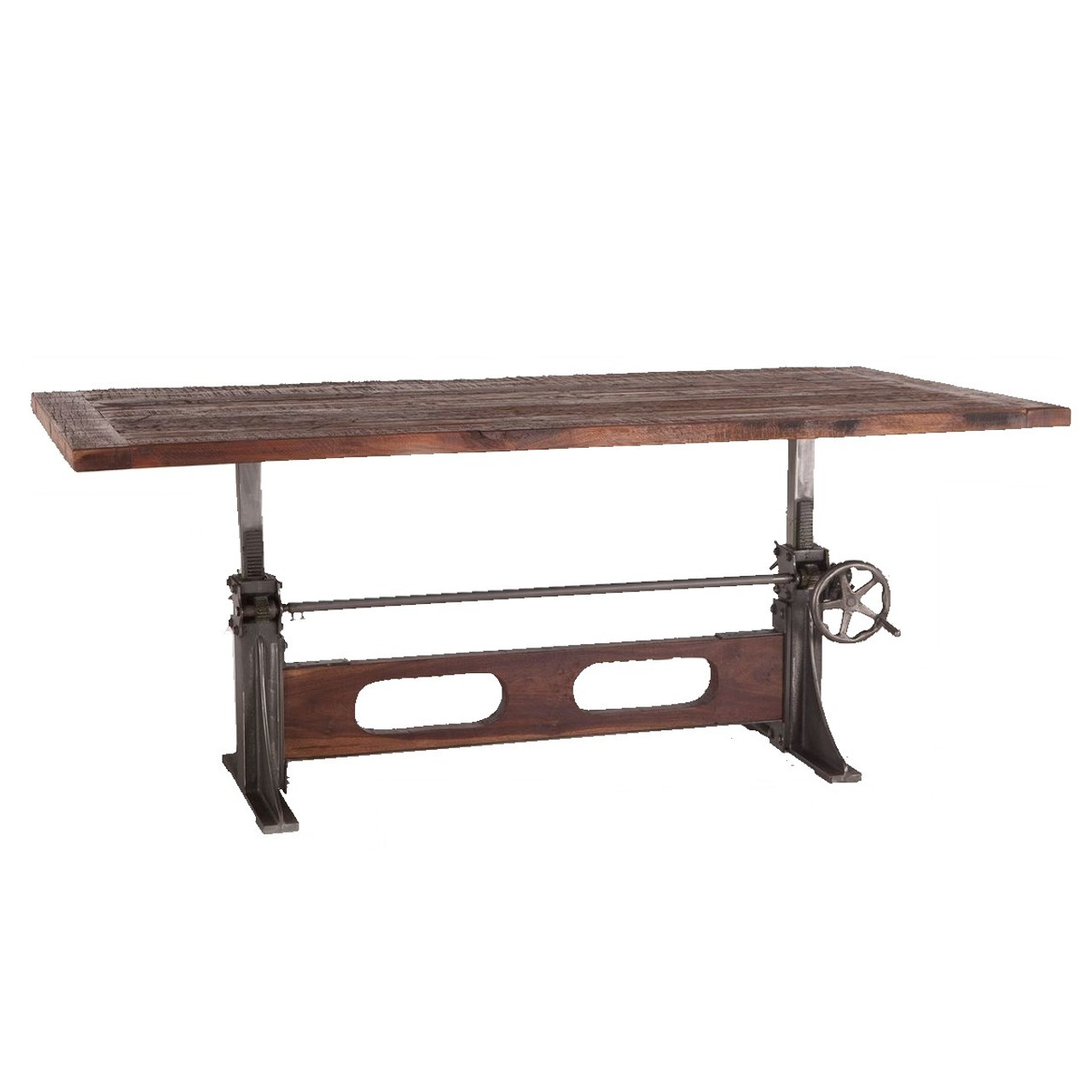 Bronx Industrial Reclaimed Teak Wood Crank Dining Table 84 Zin Home