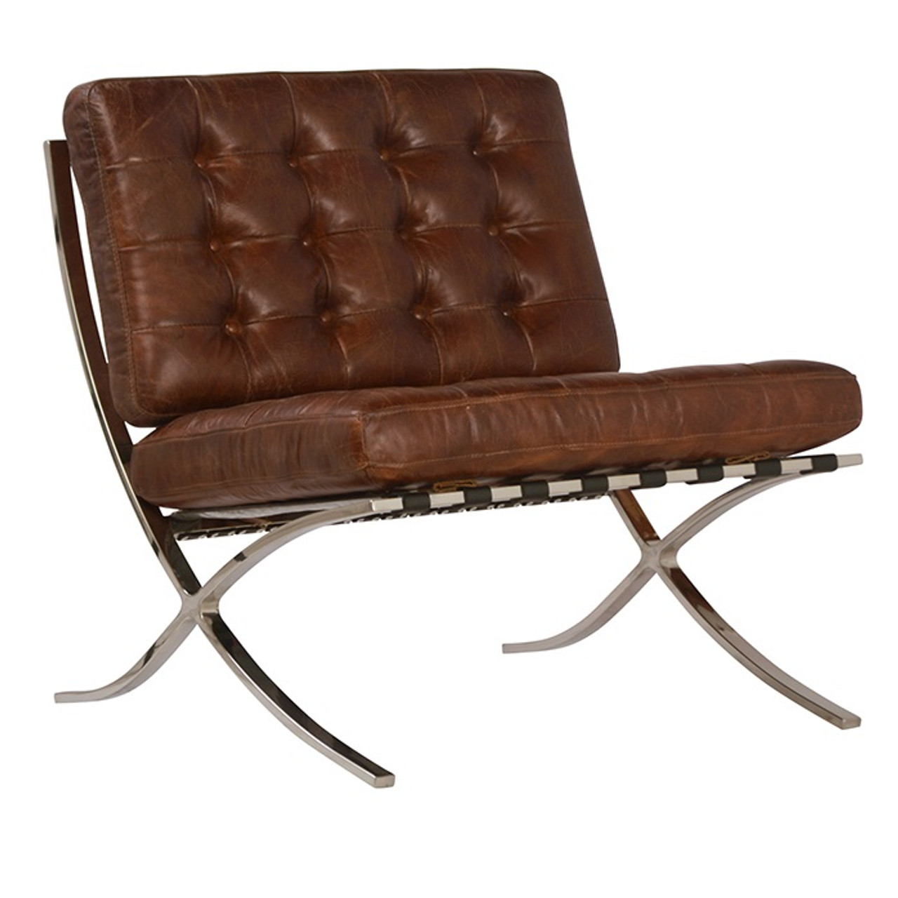 Barcelona Antiqued Brown Leather Lounge Chairs | Zin Home