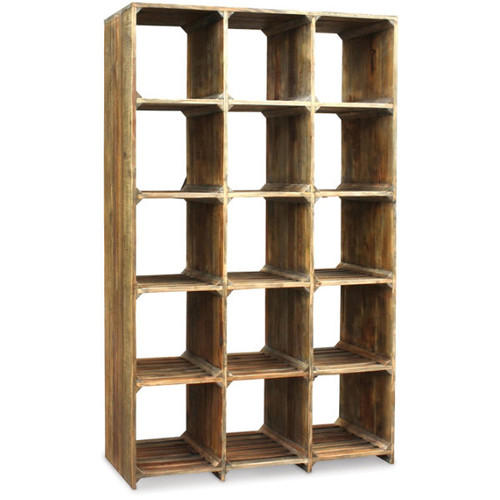 Hughes Rustic Reclaimed Wood Open Bookcase Zin Home