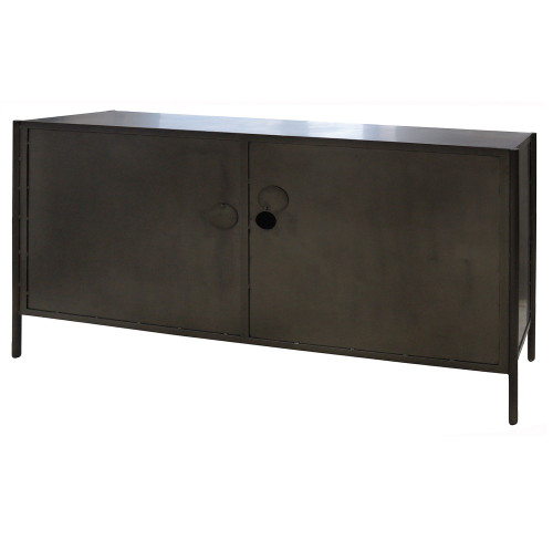 Aged Black Metal Media Console Sideboard With Gl Doors Waxed Black Iron Dining Buffet Sideboard With Gl Doors