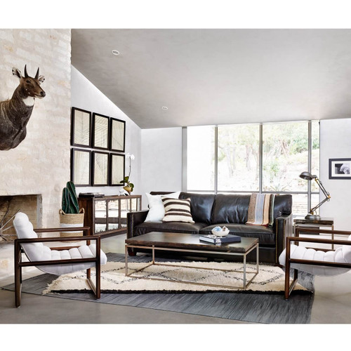 Larkin 3 Seater Vintage Black Distressed Leather Sofa Zin Home