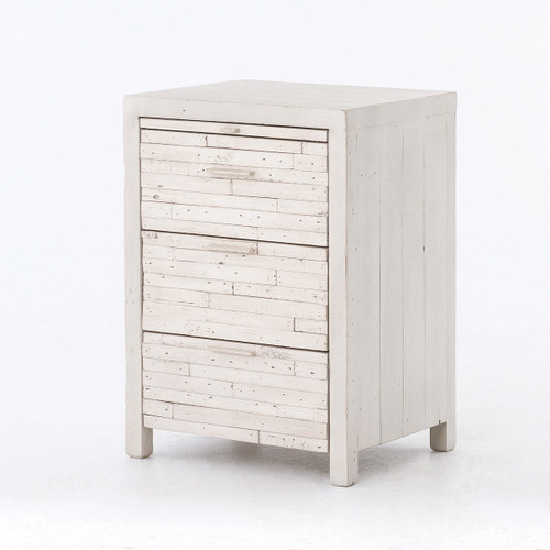 Coastal Reclaimed Wood White 3 Drawer Nightstand | Zin Home