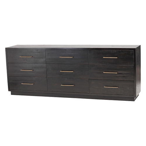 Modern Burnished Black 9 Drawer Large Wooden Dresser Zin Home Suki Solid Wood Black Burnished Large 9 Drawer Dresser