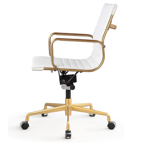 Gold And White Vegan Leather M348 Modern Office Chairs