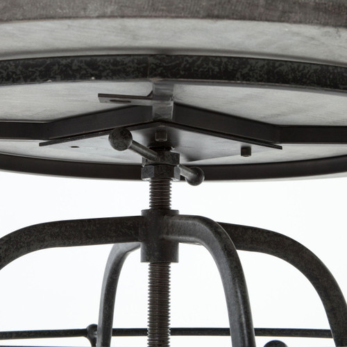 French Industrial Bluestone Top Round Crank Coffee Table ...