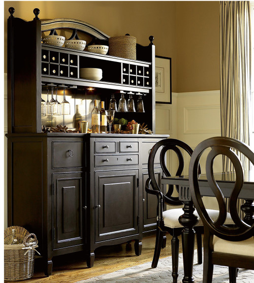 Country Chic Maple Wood Black Kitchen Buffet With Bar Hutch Country Chic Maple Wood Black Kitchen Buffet With Bar Hutch