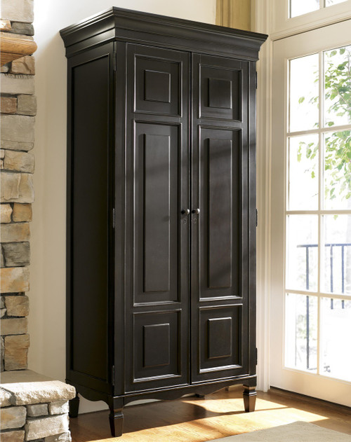 Country-Chic Maple Wood Tall Armoire Cabinet- Black | Zin Home