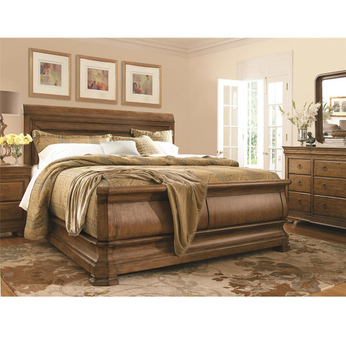 Louis Philippe Solid Wood King Sleigh Bed - Cognac | Zin Home
