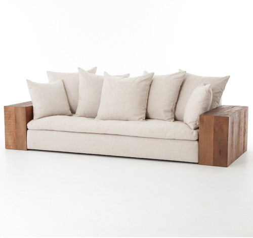 Dorset Industrial Loft Linen Sofa with Wood Arms Dorset Industrial Loft Linen Sofa with Wood Arms