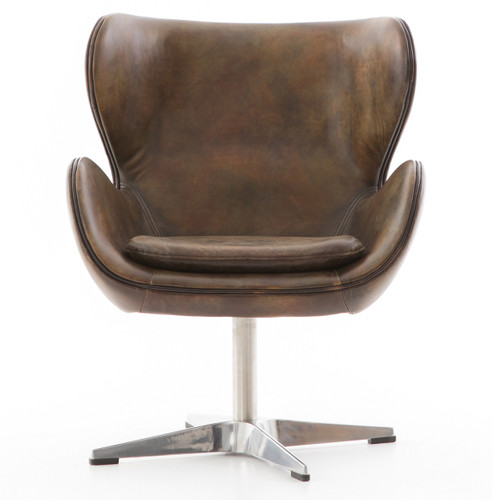 regent vintage espresso leather swivel swan chair zin home