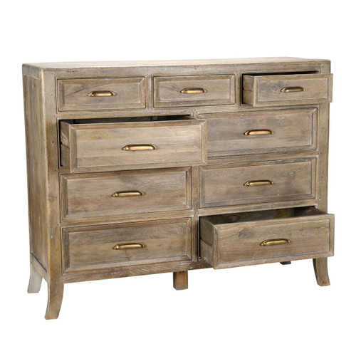 Amelie Solid Wood 9 Drawer Double Dresser Vintage Taupe Zin Home Amelie Solid Wood 9 Drawer Double Dresser