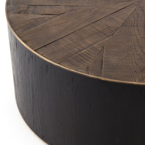 Perry Reclaimed Oak Round Drum Coffee Table 40" | Zin Home