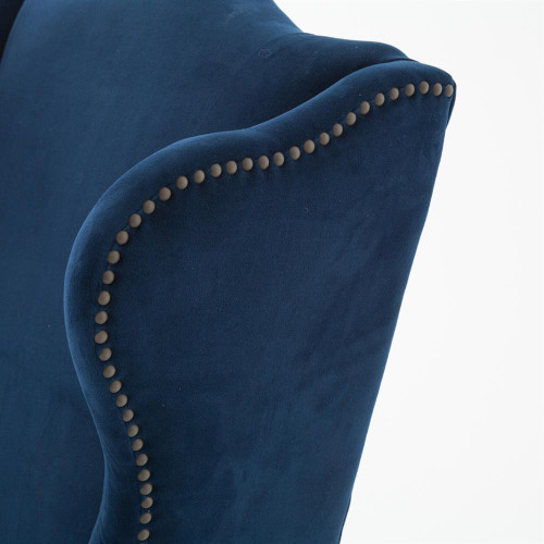 Chaucer Navy Blue Velvet Wing Chair Zin Home