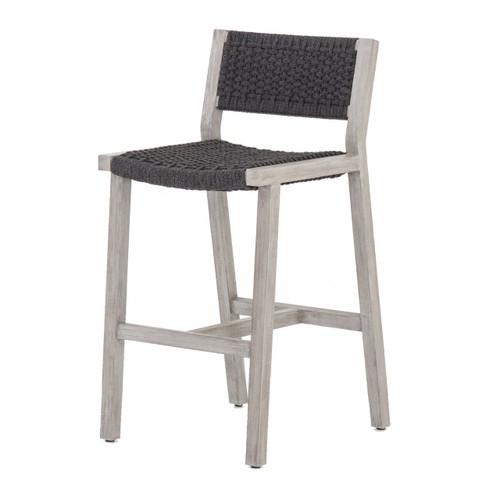 Delano Grey Teak Outdoor Rope Bar Stool Zin Home Fourhands
