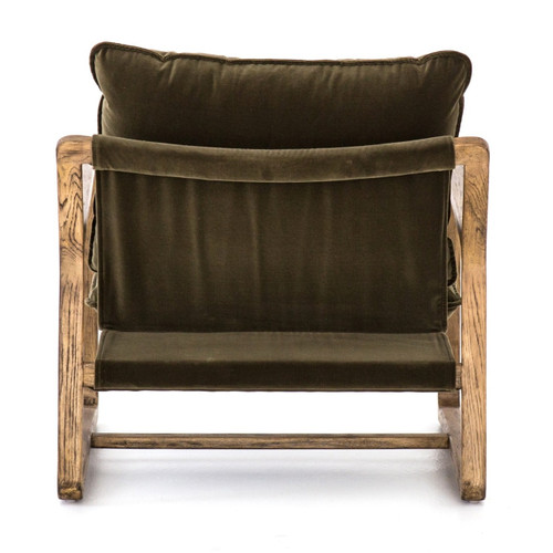 Ava Olive Green Fabric Oak Wood Living Room Arm Chair Zin Home