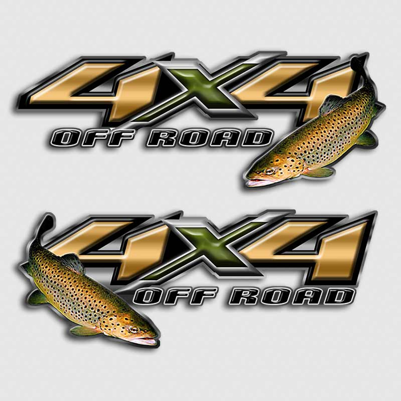 4x4 Brown Trout Fly Fishing Off Road Truck Decal Set