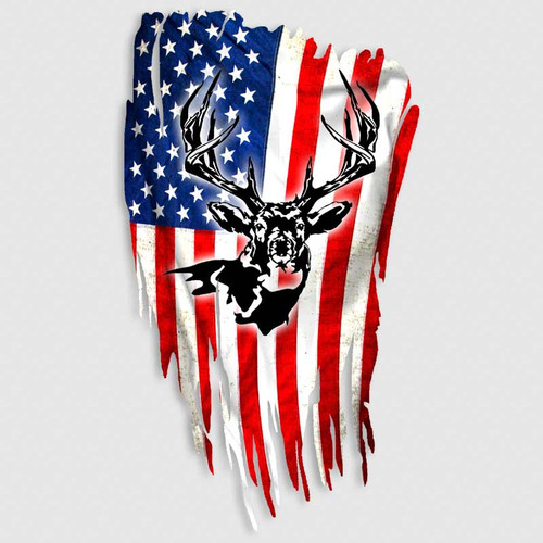 Download American Flag Whitetail Deer Skull Decal