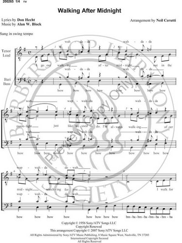 Walkin' After Midnight 1 (TTBB) (arr. Neil Cerutti)-Download-UNPUB