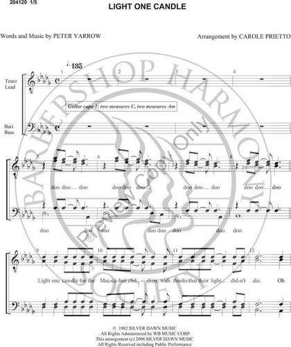 Light One Candle (TTBB) (arr. Carole Prietto)-Download-UNPUB