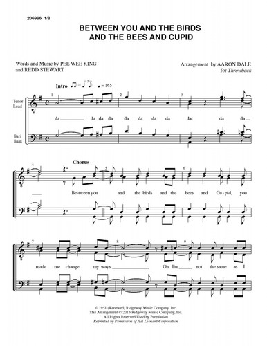 Between You And The Birds And The Bees And Cupid (TTBB) (arr. Aaron Dale)-UNPUB