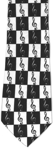 Tie - Checkered Clefs (Black & White)