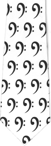 Tie - Bass Clef All Over (White)
