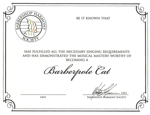 Barberpole Cat Certificate (printed version)
