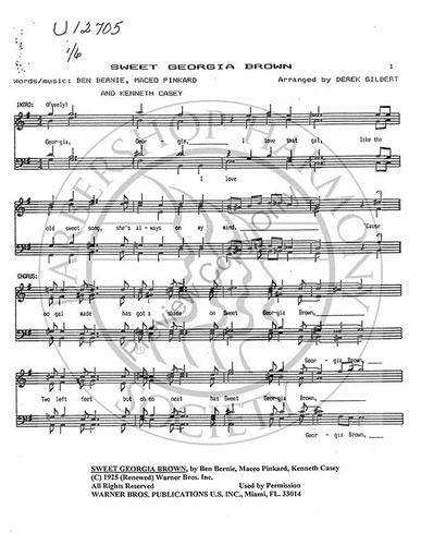 Sweet Georgia Brown 1 (TTBB) (arr. Derek Gilbert)-UNPUB