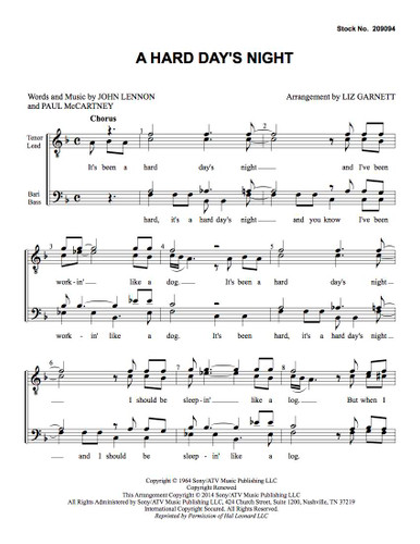 A Hard Day's Night (TTBB) (arr. Garnett)
