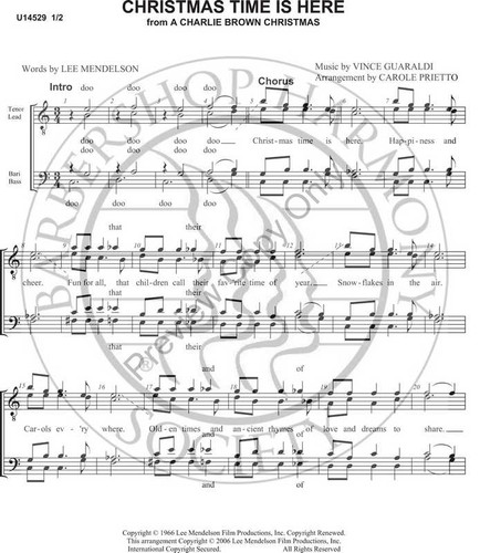 Christmas Time Is Here 1 (TTBB) (arr. Carole Prietto)-UNPUB