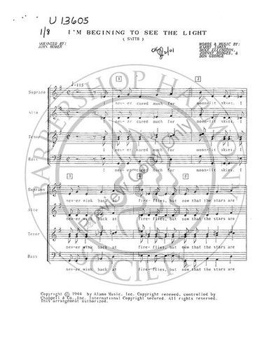 I'm Beginning To See The Light (TTBB) (arr. John Bober)-Download-UNPUB