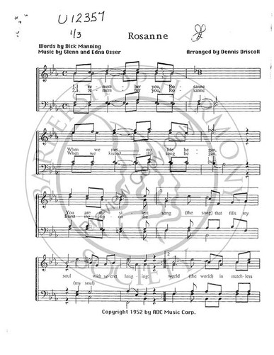 Rosanne (TTBB) (arr. Dennis Driscoll)-Download-UNPUB