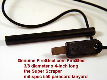 I do not recommend you trying to drill your own lanyard holes - it is very difficult to do properly. Let us professionally drill a neat, centered lanyard hole for you and string a length of 550-parachute cord with a famous FireSteel.com Super FireSteel Scraper. I do not recommend you trying to drill your own lanyard holes - it is very difficult to do properly. Let us professionally drill a neat, centered lanyard hole for you and string a length of 550-parachute cord with a famous FireSteel.com Super FireSteel Scraper.