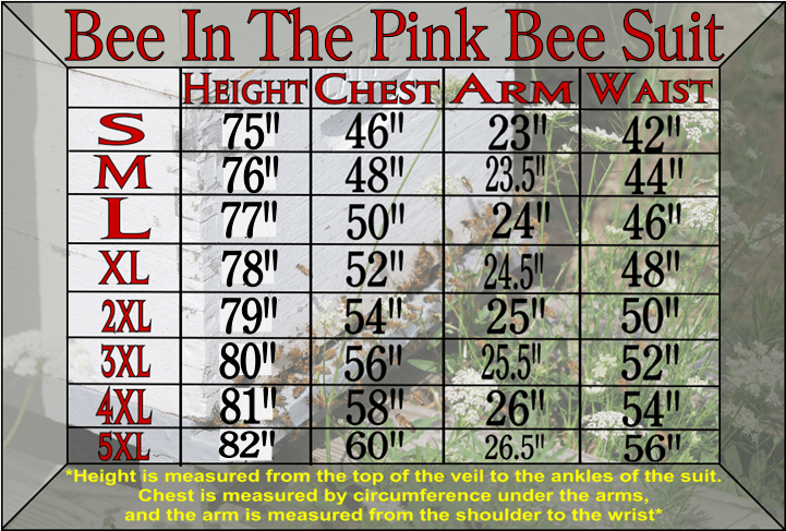 Bee In The Pink Bee Suit Size Chart Bee In The Pink Bee Suit Size Chart