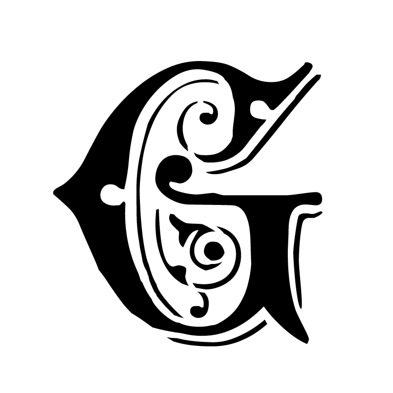 Ornate Monogram Stencil - G - 8 x 6