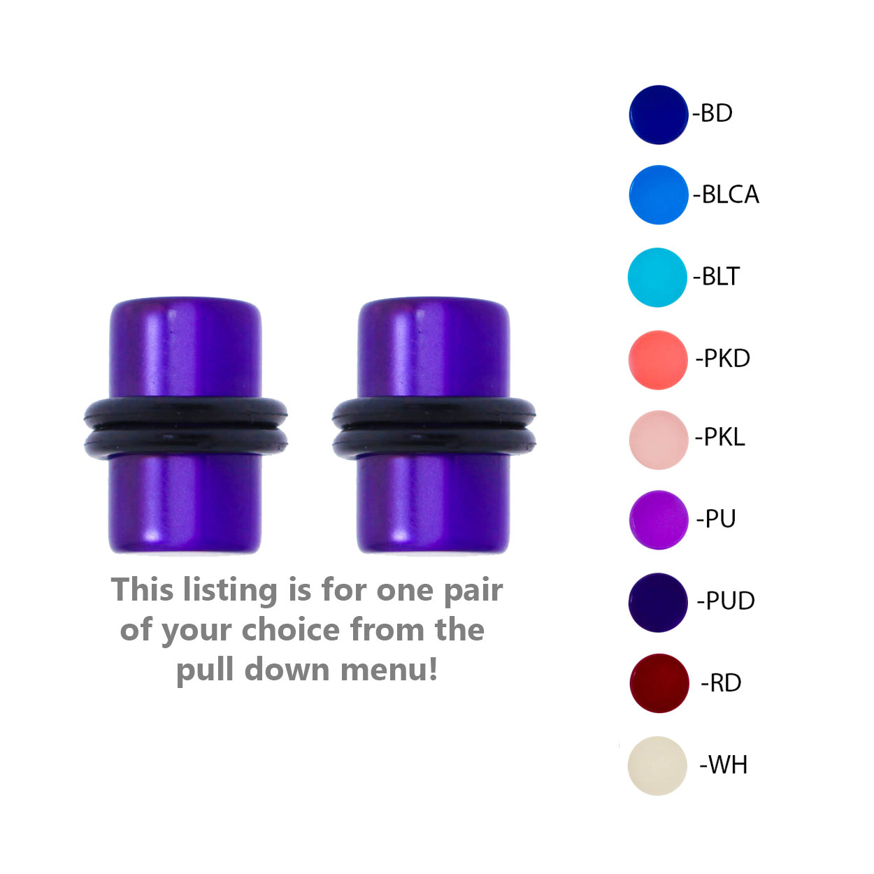 Lex & Lu Pair of Acrylic Illusion Ear Plugs Body Piercing w/ORings 10G