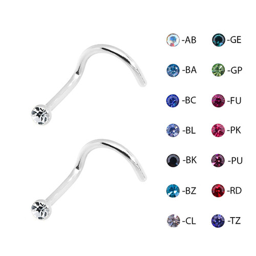 Lex & Lu Pair of Steel Crystal CZ Gem Nose Screw Ring Stud Body Piercing 18 Gauge-Lex & Lu Lex & Lu Pair of Steel Crystal CZ Gem Nose Screw Ring Stud Body Piercing 18 Gauge-Lex & Lu