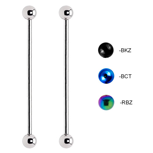 Lex & Lu Pair of Steel Straight Industrial Barbell Ear Body Piercing w/Balls 14G-Lex & Lu Lex & Lu Pair of Steel Straight Industrial Barbell Ear Body Piercing w/Balls 14G-Lex & Lu
