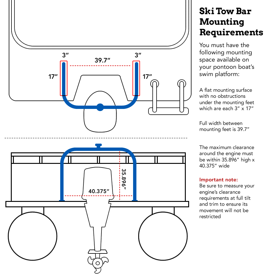 Ski Tow Bar for Pontoon Boat Swim Platforms