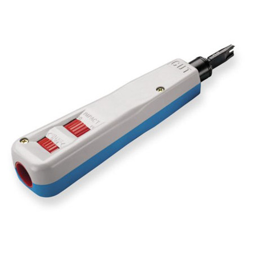 Adjustable Telecom Impact Punch Down Tool Includes both 66 and 110 Punch and Cut Blades Adjustable Telecom Impact Punch Down Tool Includes both 66 and 110 Punch and Cut Blades